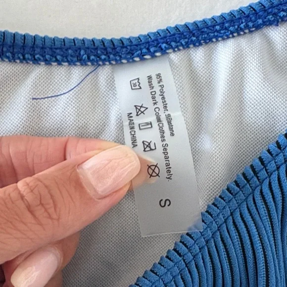 SHEIN Deep Blue Ribbed Bikini Set - Picture 3 of 4